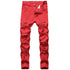 Men's Ripped Jeans Straight Pants Mid Waisted Urban Jeans Denim Trousers